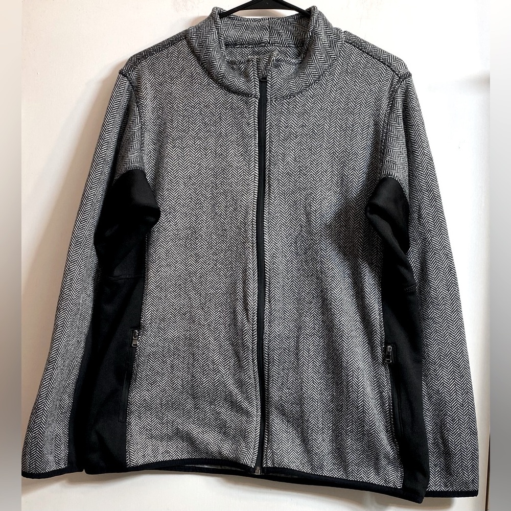 Women's Marc New York Herringbone Black & White Full Zip Fleece Lined Jacket XL